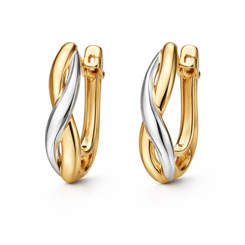 PENDIENTES LISO ORO BICOLOR