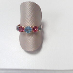 AN. TOPACIO ROSA/AZUL 5 PIEDRAS O/A