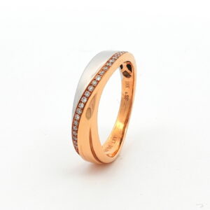 ANILLO BICOLOR ROSA BRI 0,090 CT ONDA