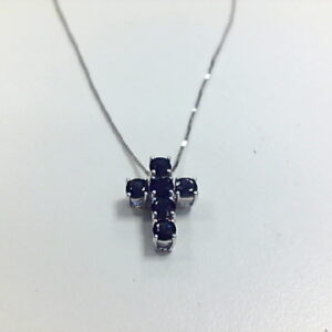 GAR. CRUZ ZAFIROS AZULES 0.98 Ct O/A